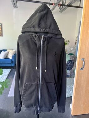 AIR JORDAN Black Men's Full-Zip Hooded Jacket size M